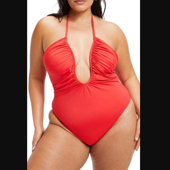 Good American NEW 4XL Size 7 Red Leilani One Piece Swimsuit Beach Summer Keyhole - Picture 1 of 11